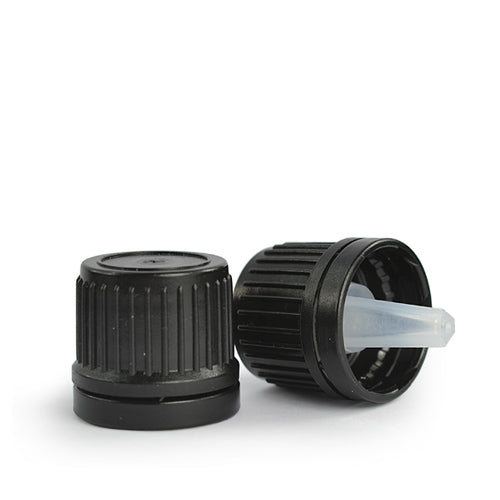 18mm Tamper Evident Black Dropper Cap (1.5mm)