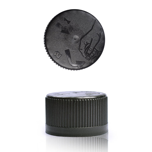 24mm Black Child Resistant Screw Cap 