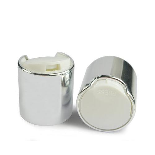 24mm White & Silver Disc Top Cap